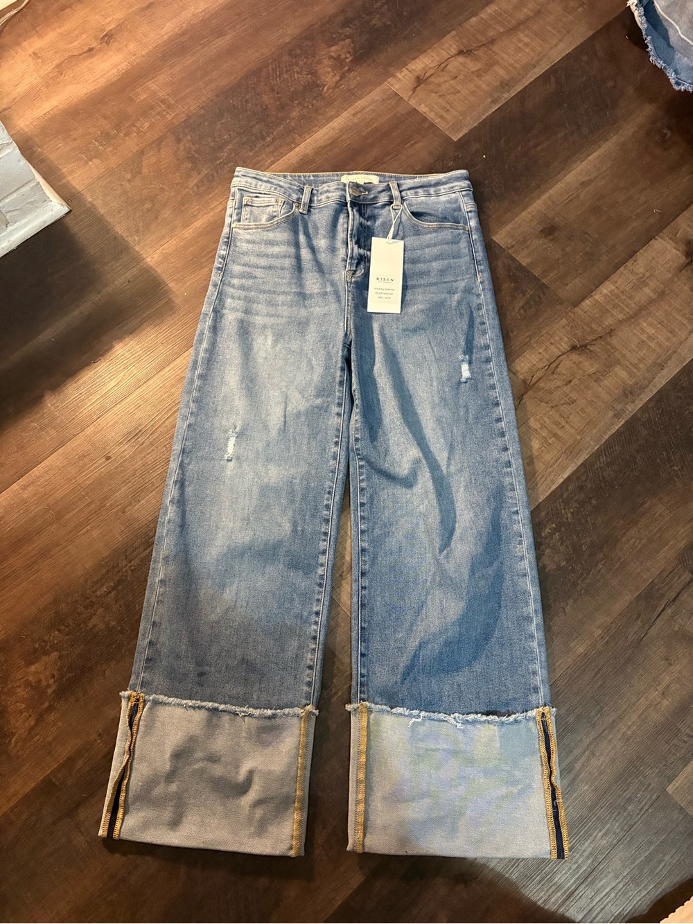 Risen High Rise Cuffed Jeans size 15/32 NWT - Picture 2 of 3